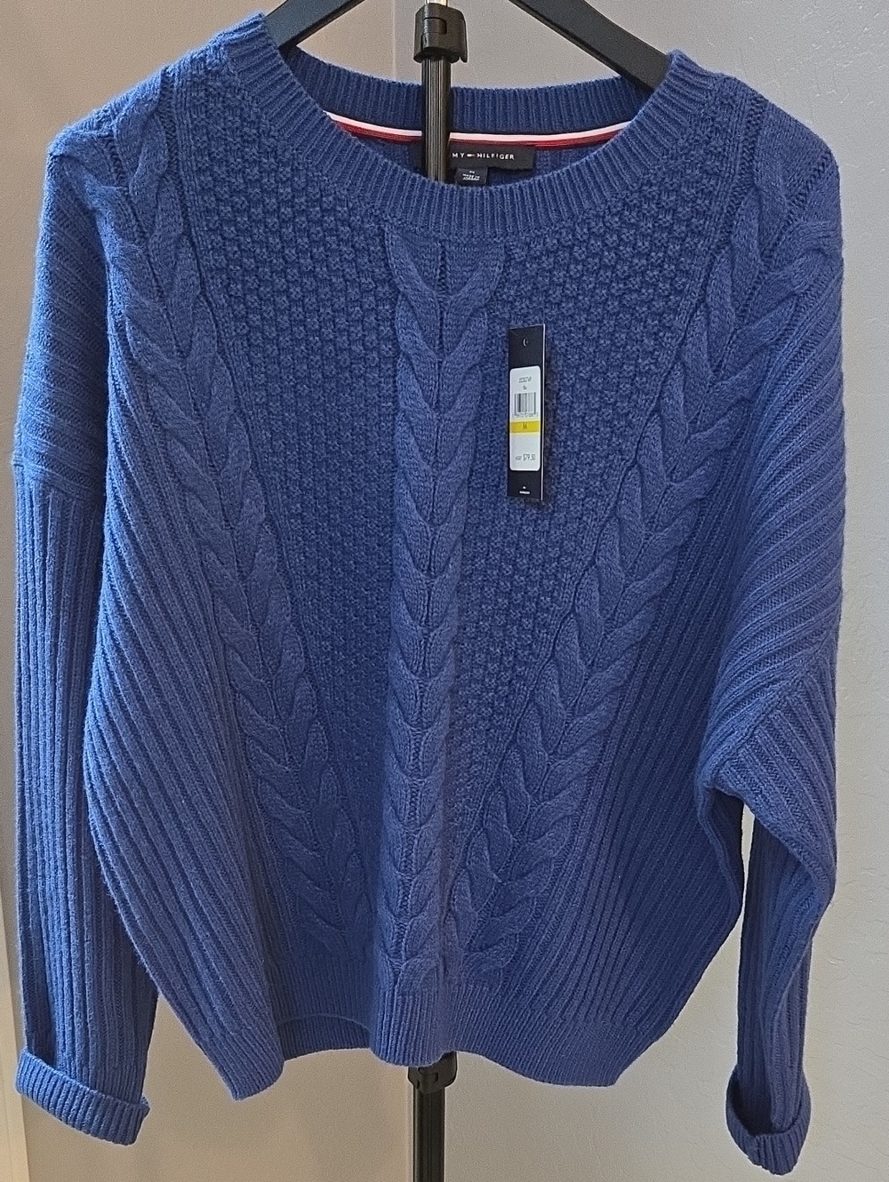 Tommy Hilfiger Cable Knit Crewneck Sweater - Blue NWT M